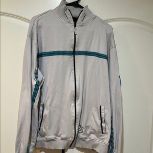 A. Tiziano Men's Beige Track Jacket with Teal Accents